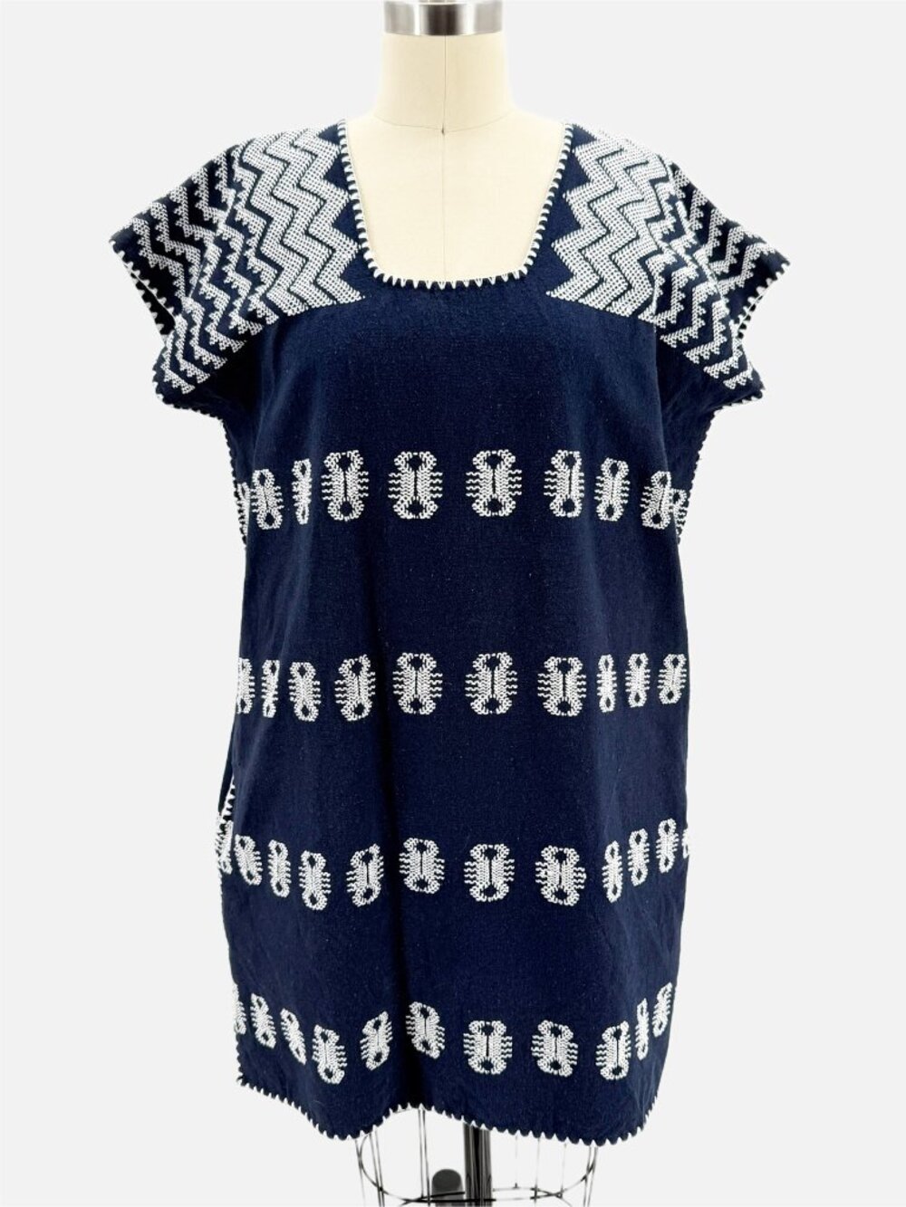 Pippa Holt Kaftan No.120 Single panel mini kaftan navy white vaca breathable O/S - Picture 8 of 10